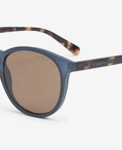 Shop Kenneth Cole Round Sunglasses In Blue
