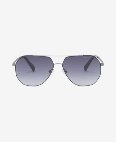 Shop Kenneth Cole Metal Aviator Sunglasses In Gunmetal