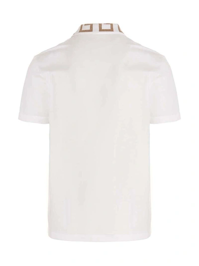 Shop Versace Greca Polo White