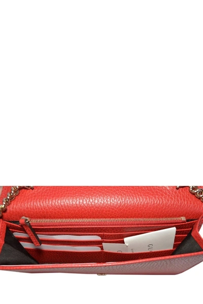 Shop Gucci Interlocking Shoulder Bag Gg Small Red Leather