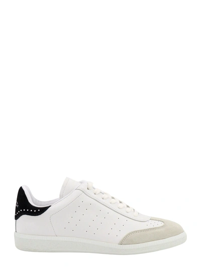 Shop Isabel Marant Leather Sneakers With Rhinestones Detail
