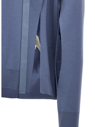 Shop Fendi Maglione Collo Alto Sweater, Cardigans Light Blue