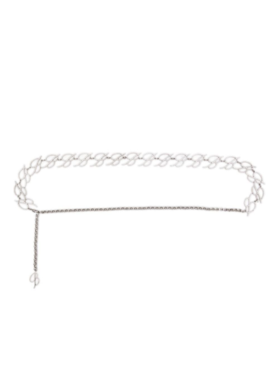 Shop Blumarine Silver-tone Logo Chain Belt