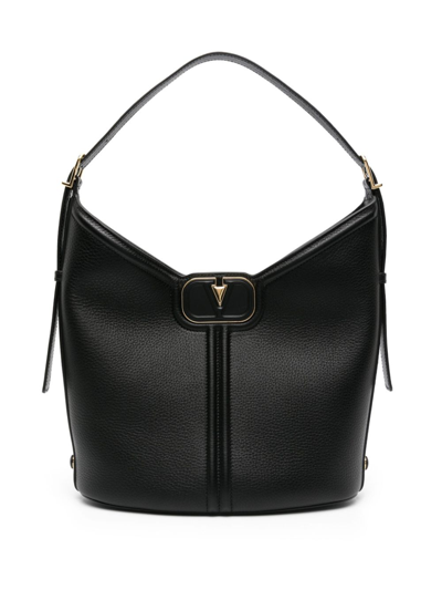 Shop Valentino Black Vlogo Leather Tote Bag