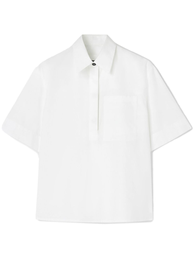 Shop Jil Sander Half-sleeve Cotton Shirt - Women's - Cotton In White