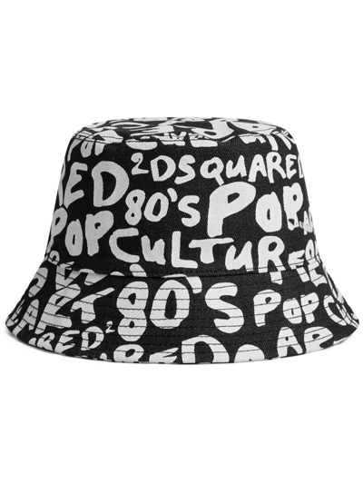 Shop Dsquared2 Black Logo-print Bucket Hat