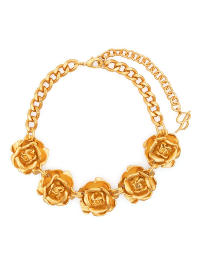 Shop Blumarine Gold-tone Rose Charm Bracelet