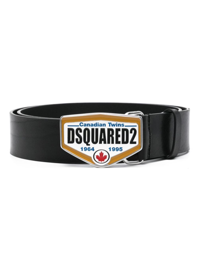 Shop Dsquared2 Black Canadian Twins Leather Belt