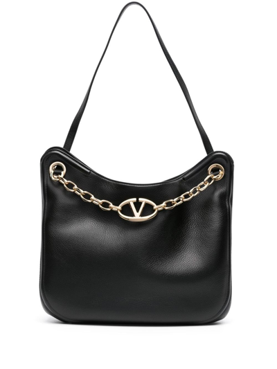Shop Valentino Black Vlogo Signature Chain-link Shoulder Bag