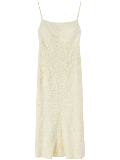 Shop Jil Sander Neutral Cotton-blend Midi Dress - Women's - Cotton/modal/polyamide In Neutrals