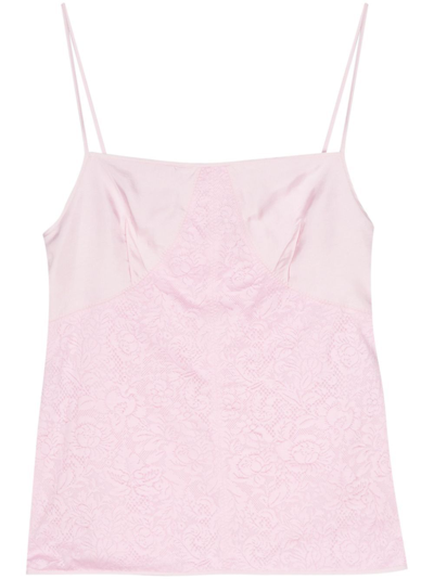 Shop Jil Sander Pink Lace-panelled Cami Top