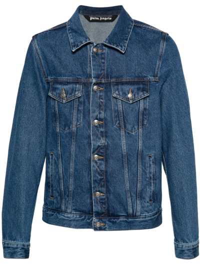 Shop Palm Angels Pa Appliqué Denim Jacket - Men's - Cotton In Blue