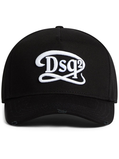 Shop Dsquared2 Black Logo-embroidered Cotton Baseball Cap