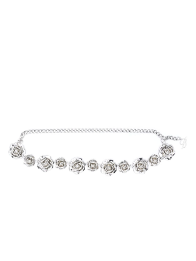 Shop Blumarine Silver-tone Rose Charms Chain-link Belt