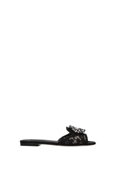 Shop Dolce & Gabbana Slippers And Clogs Lace Black