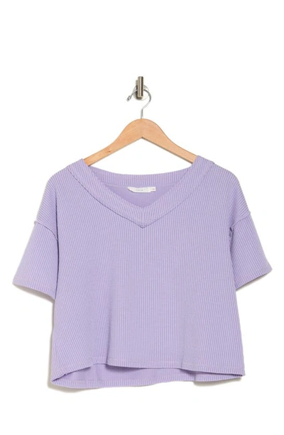 Shop Lush Ribbed V-neck Sweater In Lilac