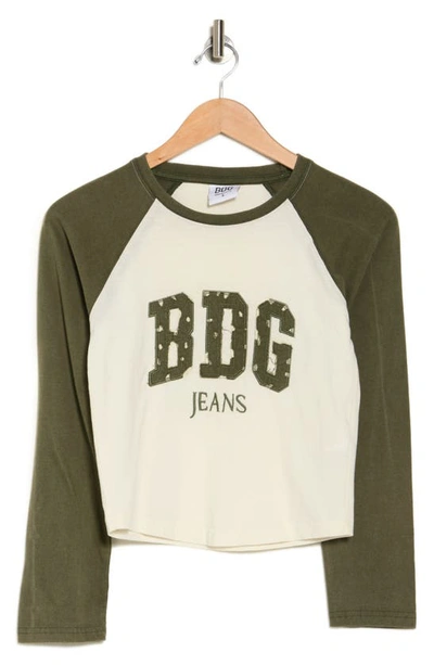 Shop Bdg Urban Outfitters Logo Raglan Sleeve T-shirt In Cream