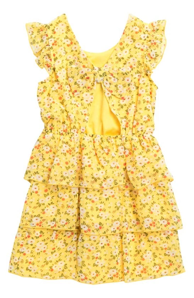 Shop Lily Bleu Kids' Floral Tiered Dress In Yellow