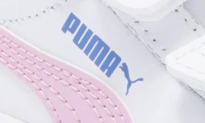 Shop Puma Kids' Smash 3.0 Sneaker In  White-grape-blue Skies