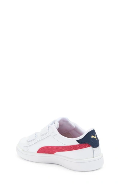 Shop Puma Kids' Smash 3.0 Sneaker In  White-club Red-club Navy