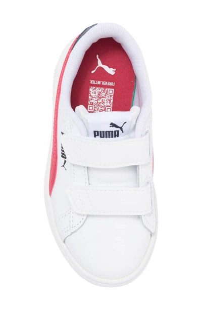 Shop Puma Kids' Smash 3.0 Sneaker In  White-club Red-club Navy