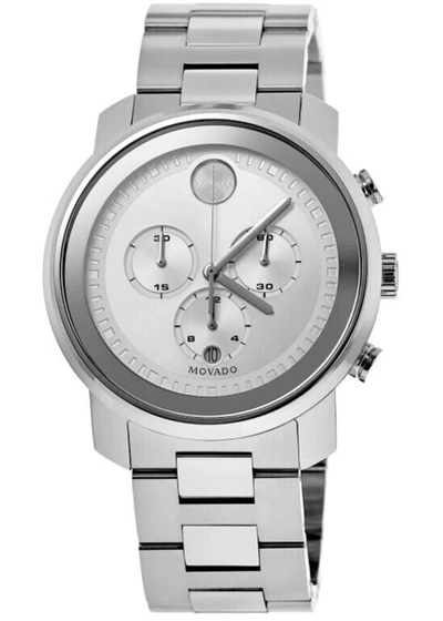 Pre-owned Movado Bold 3600276 Silver Chronograph Dial Bracelet Band Mens Watch