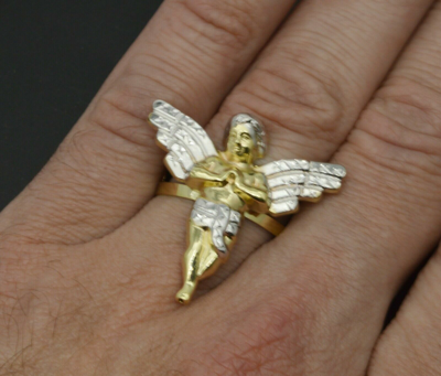 Pre-owned Angel Real 10k Yellow Gold Ladies  Ring All Sizes