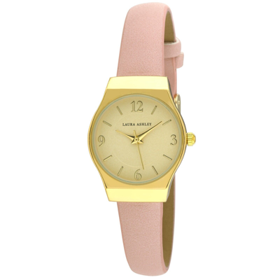 Pre-owned Laura Ashley Women's 34mm Octagonal Case Vegan Leather Strap Watch (la2058) In Gold