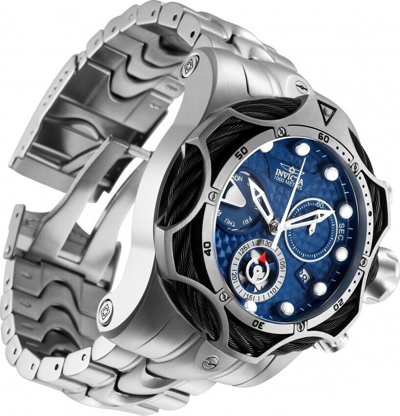Pre-owned Invicta Men's Reserve Venom Blue Silver Dial Chronograph Swiss Quartz Ss Watch