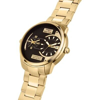 Pre-owned Sector R3253102026 Over-size Mens Watch Dual-time 48mm 10atm