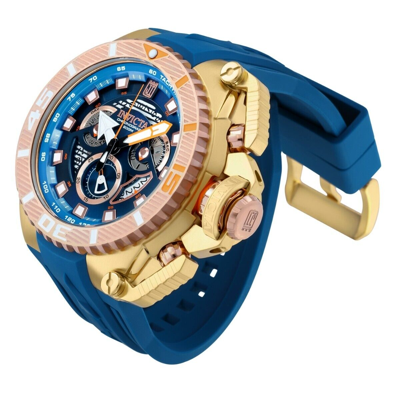 Pre-owned Invicta 38058 Jason Taylor Limited Swiss Chronograph Watch 57mm Blue Gold