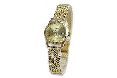 Pre-owned Geneve Yellow 14k 585 Gold Lady Wristwatch  Watch Lw020ydy&lbw003y