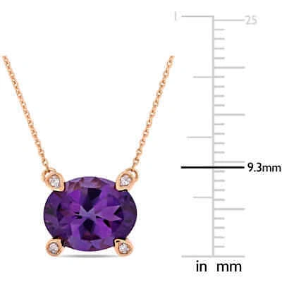 Pre-owned Amour 2 3/8 Ct Tgw Oval-cut African-amethyst And Diamond Accent Station Necklace In Purple