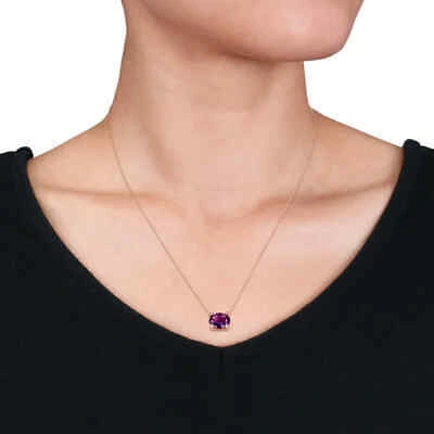 Pre-owned Amour 2 3/8 Ct Tgw Oval-cut African-amethyst And Diamond Accent Station Necklace In Purple