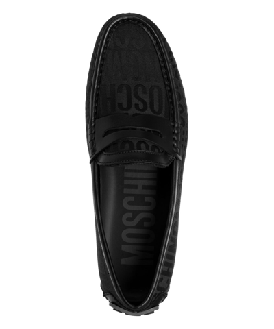 Pre-owned Moschino Moccasins Men Logo Mm10040g1h101000 Black Detail Shoes Loafer