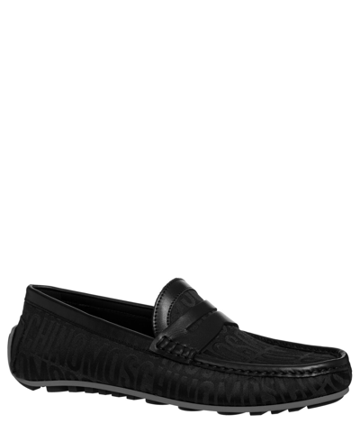 Pre-owned Moschino Moccasins Men Logo Mm10040g1h101000 Black Detail Shoes Loafer