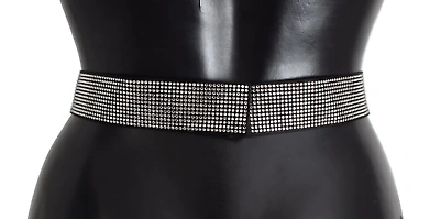 Pre-owned Dolce & Gabbana Black Silk Crystal Bow Waist Belt Elegance