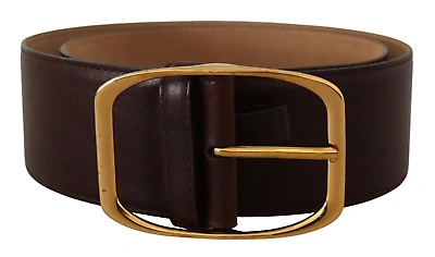 Pre-owned Dolce & Gabbana Elegant Dark Brown Leather Belt With Gold Buckle
