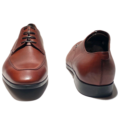 Pre-owned Ferragamo Tristano 7.5 Ee Leather Gancini Oxford Men's Brown Lace-up Dress Shoes