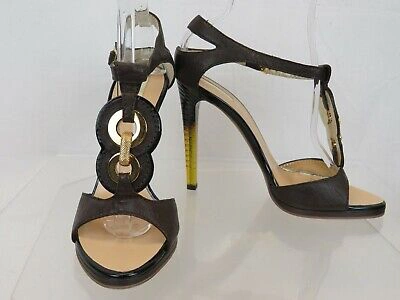 Pre-owned Roberto Cavalli Gorgeous Chocolate Color T-strap High Heel Pumps 39 Us 8.5 In Brown