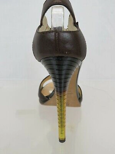 Pre-owned Roberto Cavalli Gorgeous Chocolate Color T-strap High Heel Pumps 39 Us 8.5 In Brown