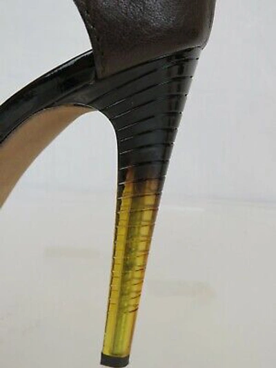 Pre-owned Roberto Cavalli Gorgeous Chocolate Color T-strap High Heel Pumps 39 Us 8.5 In Brown
