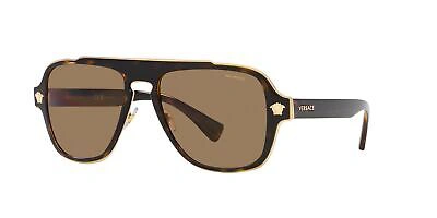 Pre-owned Versace Medusa Charm Ve 2199 Havana/orange 56/18/145 Men Sunglasses