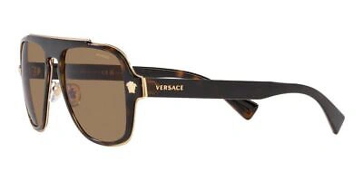 Pre-owned Versace Medusa Charm Ve 2199 Havana/orange 56/18/145 Men Sunglasses