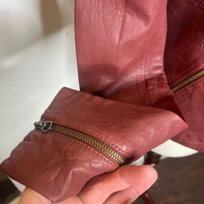 Pre-owned Madewell $525 Washed Leather Motorcycle Jacket Dusty Redwood Size S Nc112