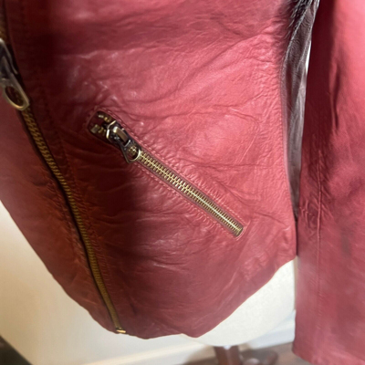Pre-owned Madewell $525 Washed Leather Motorcycle Jacket Dusty Redwood Size S Nc112
