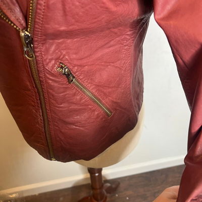 Pre-owned Madewell $525 Washed Leather Motorcycle Jacket Dusty Redwood Size S Nc112