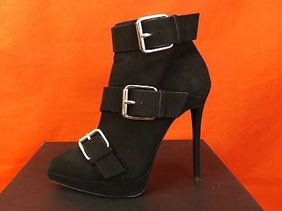 Pre-owned Giuseppe Zanotti Zanotti Black Suede Triple Buckle Emy Platform Heels Ankle Boots 37 $1250