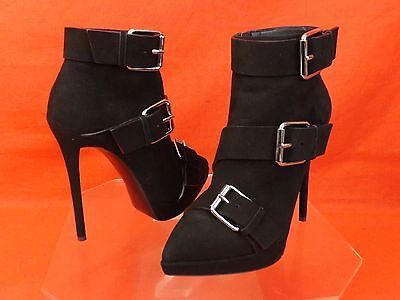 Pre-owned Giuseppe Zanotti Zanotti Black Suede Triple Buckle Emy Platform Heels Ankle Boots 37 $1250