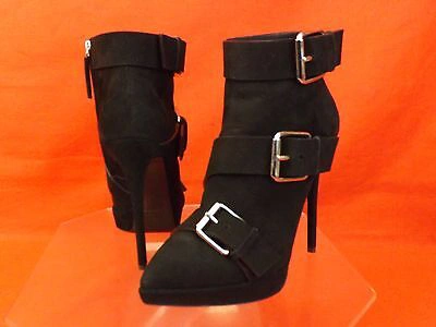 Pre-owned Giuseppe Zanotti Zanotti Black Suede Triple Buckle Emy Platform Heels Ankle Boots 37 $1250